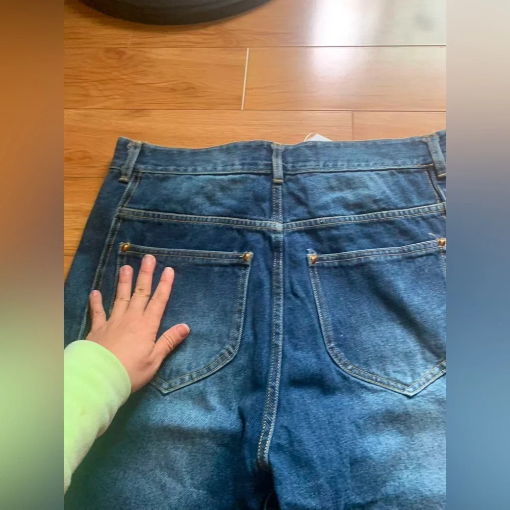 Men Trendy Wide Leg Wave‎ Design Jeans Influencer & Celebrity Inspired High Rise